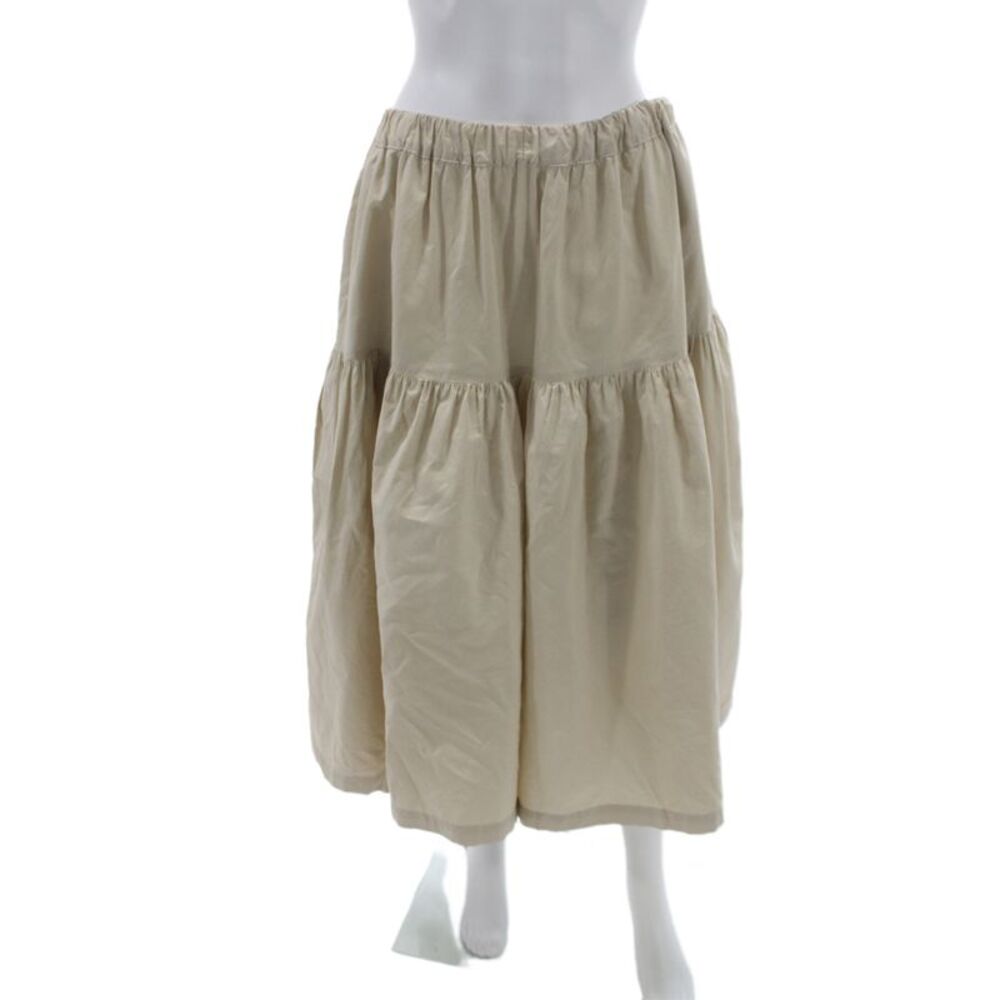 Black Crane Womens Flare Skirt Beige Cotton Pull On Size L